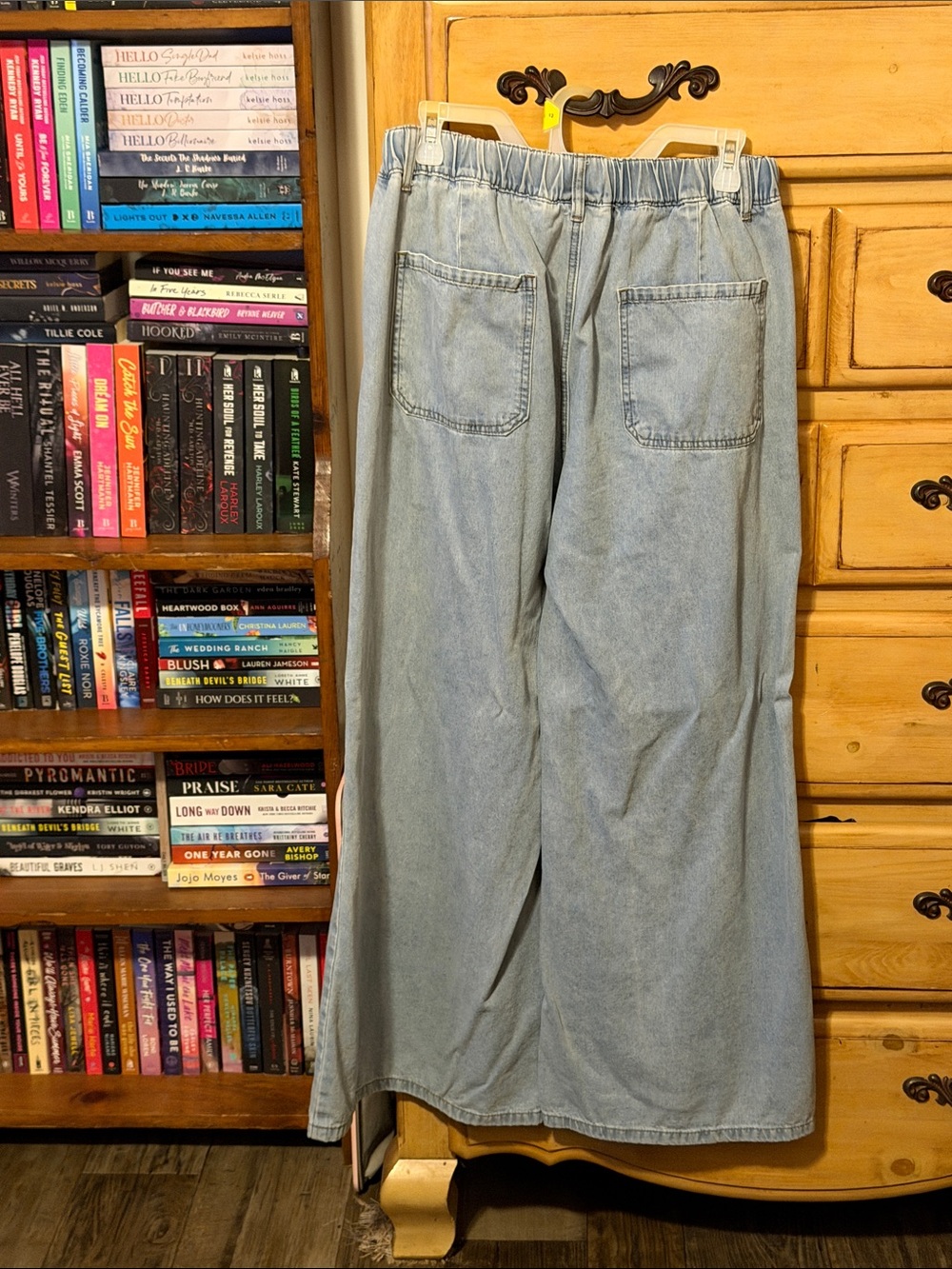 Cider Light Blue Wide-Leg Denim Jeans with Drawstring Waist - Picture 2 of 4